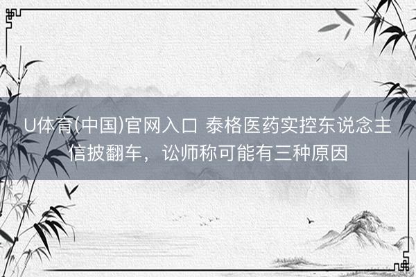 U体育(中国)官网入口 泰格医药实控东说念主信披翻车,讼师称可能有三种原因