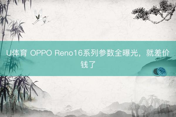 U体育 OPPO Reno16系列参数全曝光，就差价钱了