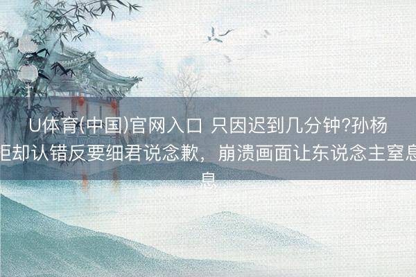 U体育(中国)官网入口 只因迟到几分钟?孙杨拒却认错反要细君说念歉,崩溃画面让东说念主窒息
