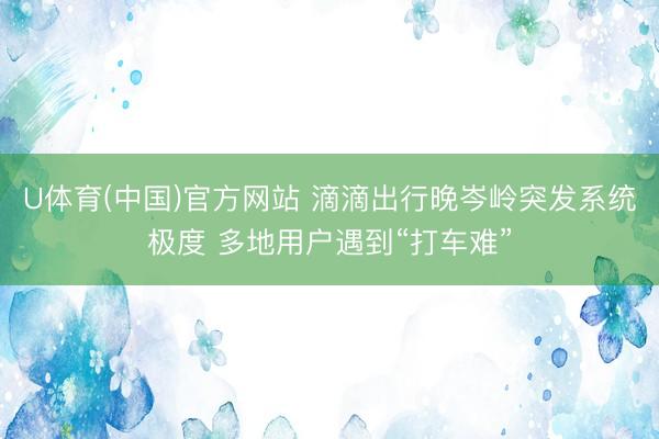U体育(中国)官方网站 滴滴出行晚岑岭突发系统极度 多地用户遇到“打车难”