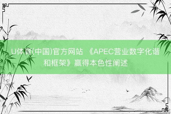 U体育(中国)官方网站 《APEC营业数字化谐和框架》赢得本色性阐述
