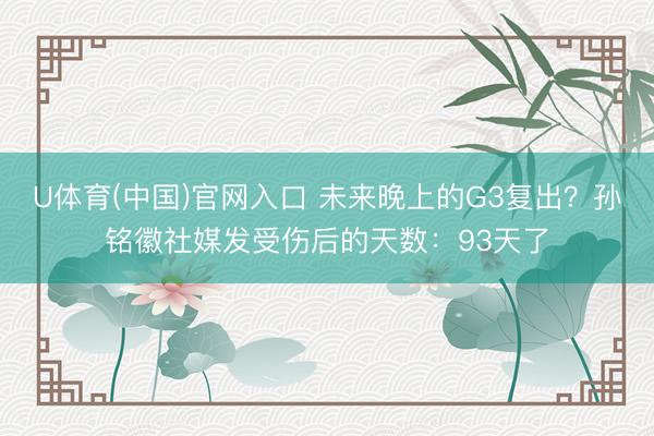 U体育(中国)官网入口 未来晚上的G3复出？孙铭徽社媒发受伤后的天数：93天了