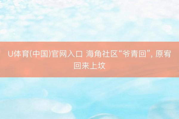 U体育(中国)官网入口 海角社区“爷青回”， 原宥回来上坟