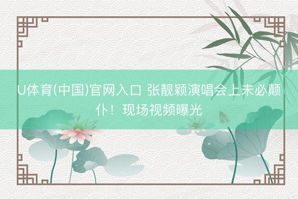 U体育(中国)官网入口 张靓颖演唱会上未必颠仆！现场视频曝光