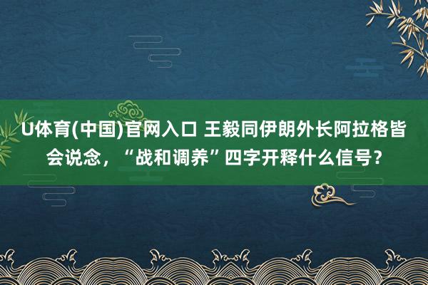 U体育(中国)官网入口 王毅同伊朗外长阿拉格皆会说念，“战和调养”四字开释什么信号？